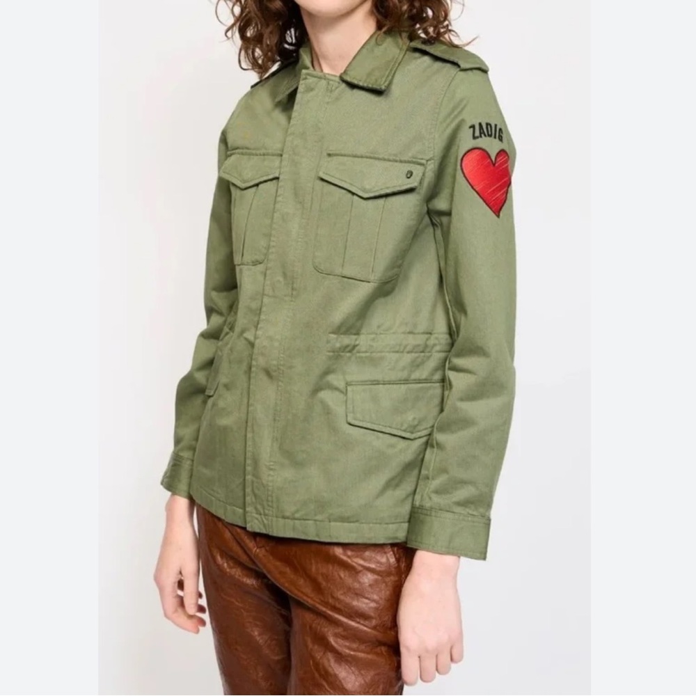 Zadig and Voltaire Kayak Heart Utility Jacket Olive Green